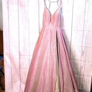 Sherri Hill rose gold iridescent prom dress size 8